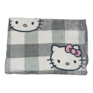 Hello Kitty Gray and Pink Plaid Blanket